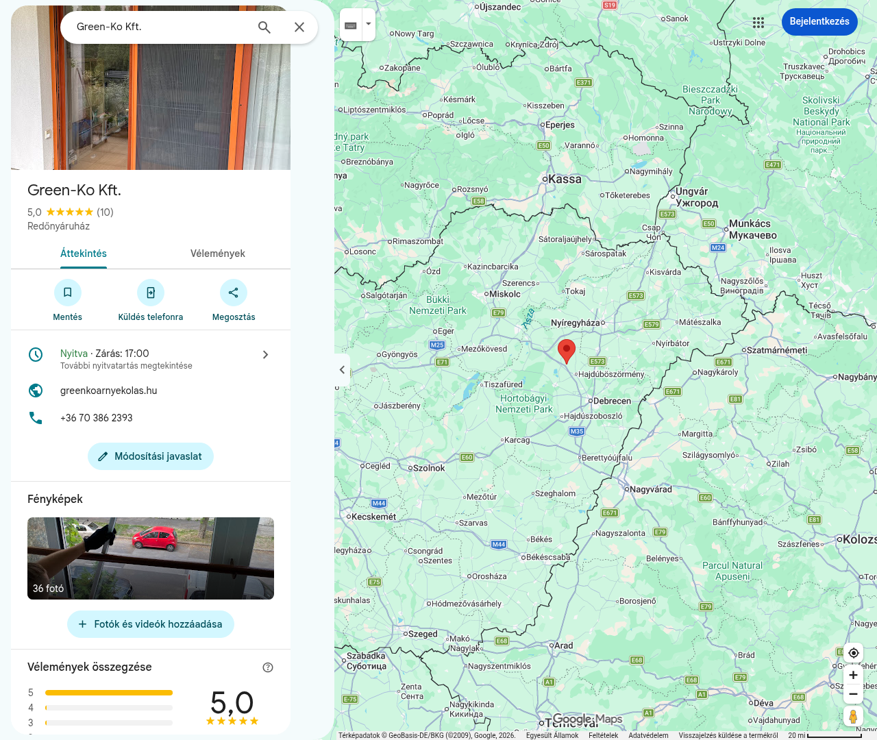 A Green-Ko Kft. Google Térkép profilja: 5,0 értékelés, 10 vélemény, Redőnyáruház, 36 fotó